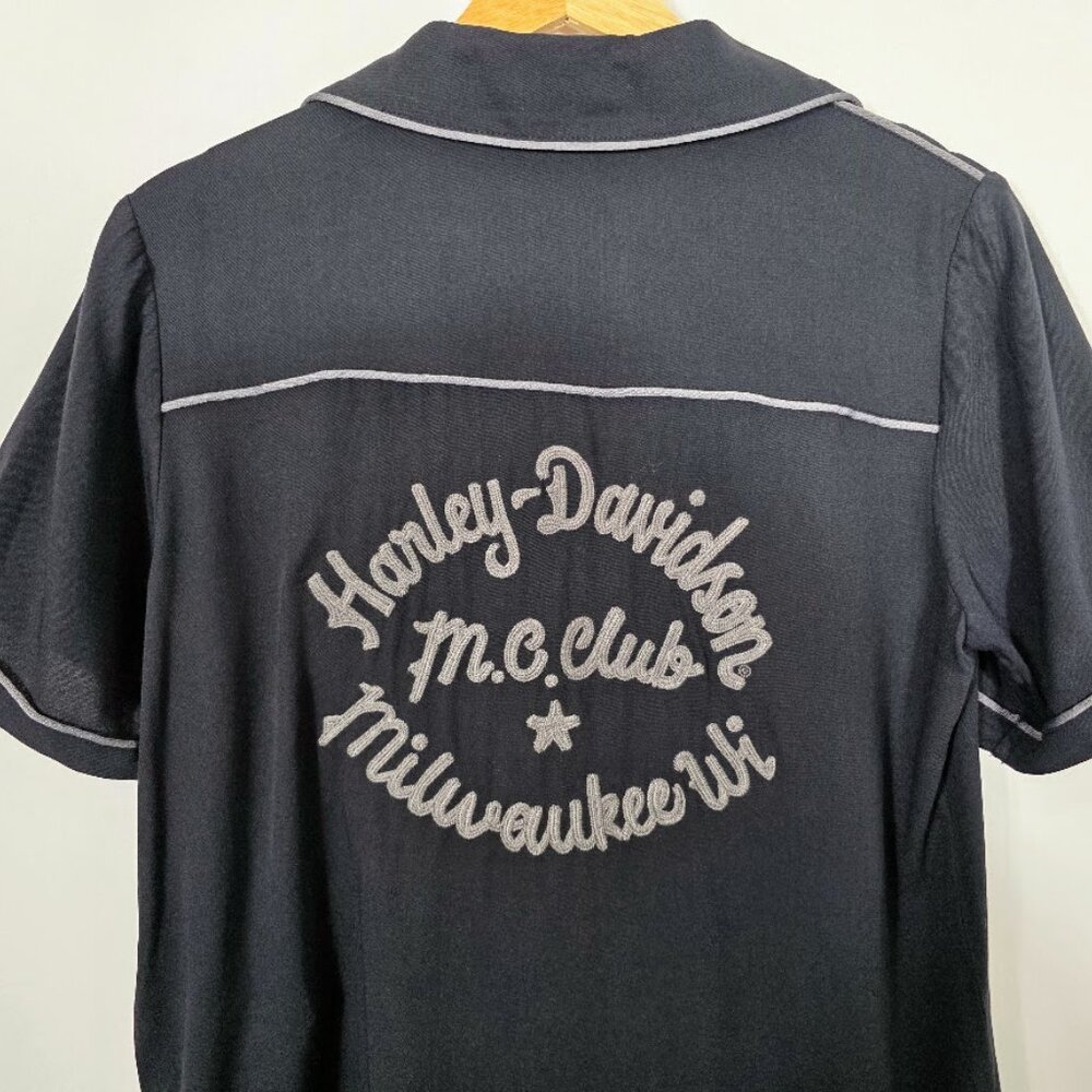 NWT Harley Davidson Club Crew Embroidered Biker Motorcycle Bowling Shirt XS - Picture 4 of 5